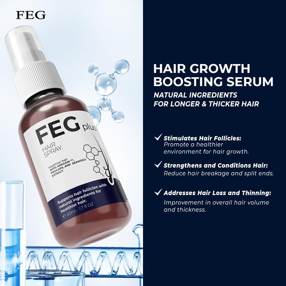 FEGPLUS Minoxidil Hair & Beard Growth Serum (50ml), Seaweed & Rosemary Extract Water, Minoxidil 5% Hair Growth Treatment