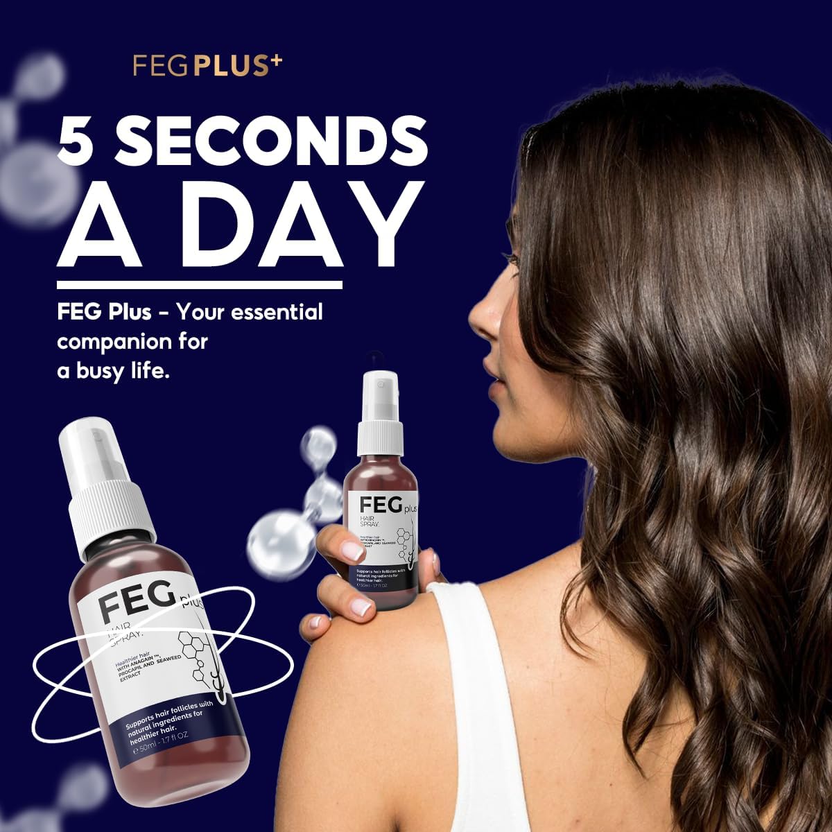 FEGPLUS Minoxidil Hair & Beard Growth Serum (50ml), Seaweed & Rosemary Extract Water, Minoxidil 5% Hair Growth Treatment